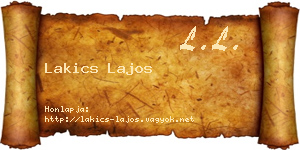 Lakics Lajos névjegykártya